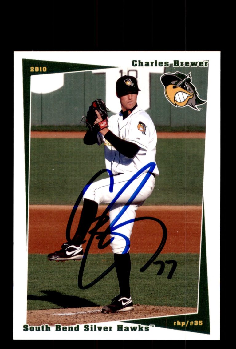Signed Baseball Card Auto 2010 Grandstand South Bend Silver Hawks Charles Brewer