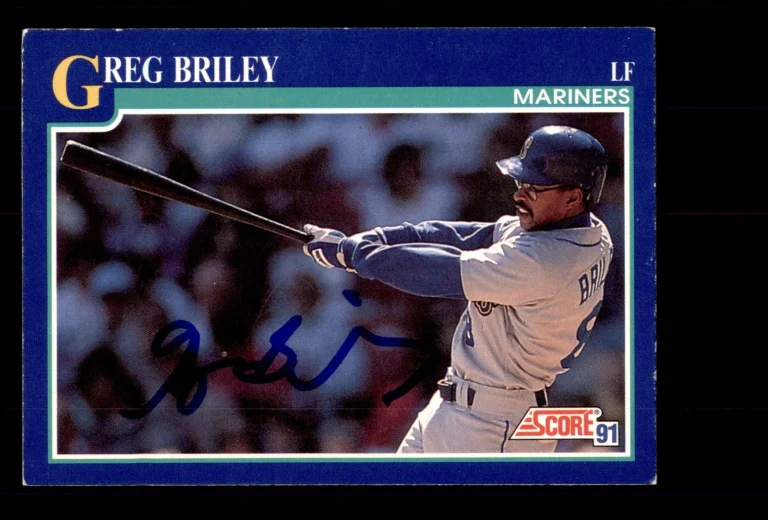 Signed Baseball Card Auto 1991 Score #494 Greg Briley Seattle Mariners