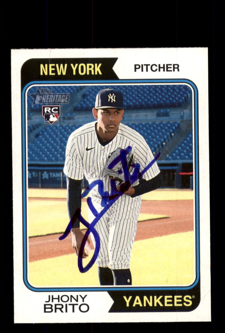 Signed Baseball Card Auto 2023 Topps Heritage #557 Jhony Brito New York Yankees