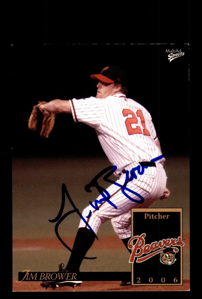 Signed Baseball Card Auto 2006 MultiAd Portland Beavers #18 Jim Brower