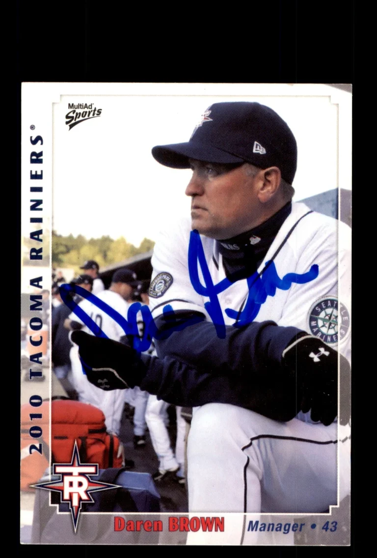 Signed Baseball Card Auto 2010 MultiAd Tacoma Rainiers #25 Daren Brown