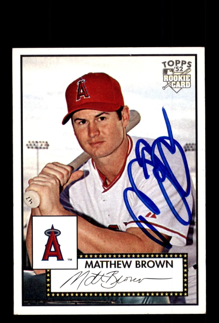Signed Baseball Card Auto 2007 Topps Rookie 52 #151 Matt Brown LA Angels