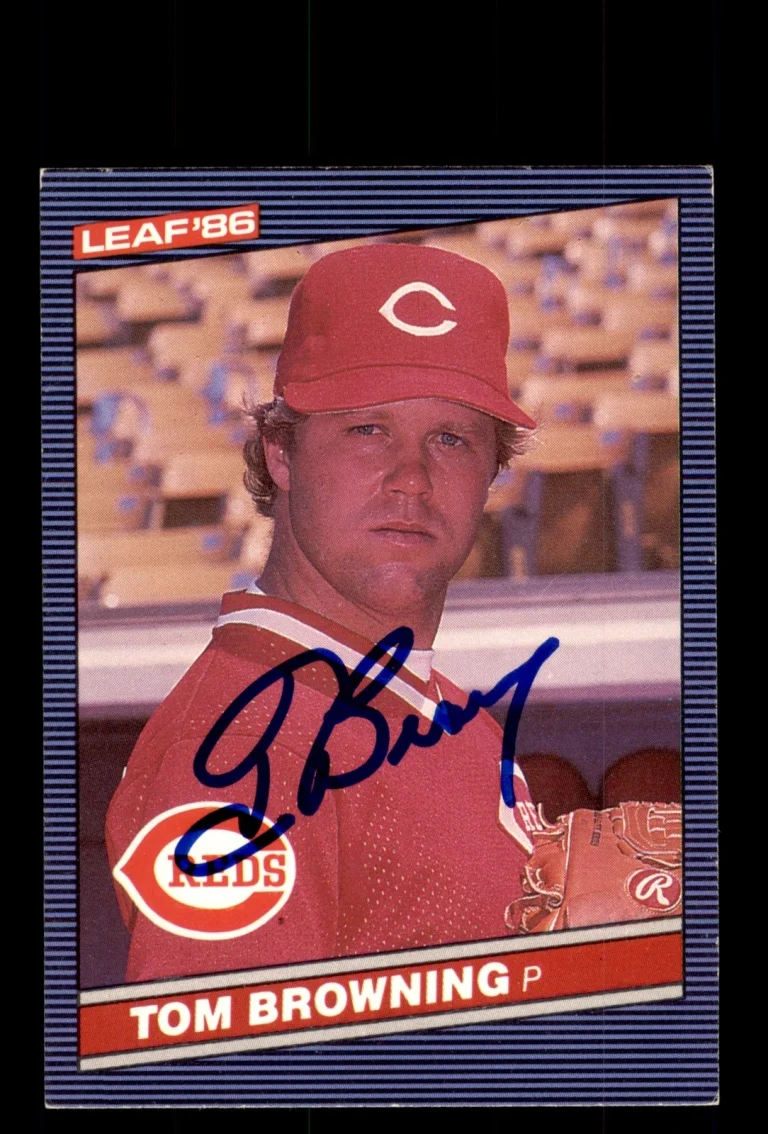 Signed Baseball Card Auto 1986 Leaf #179 Tom Browning Cincinnati Reds