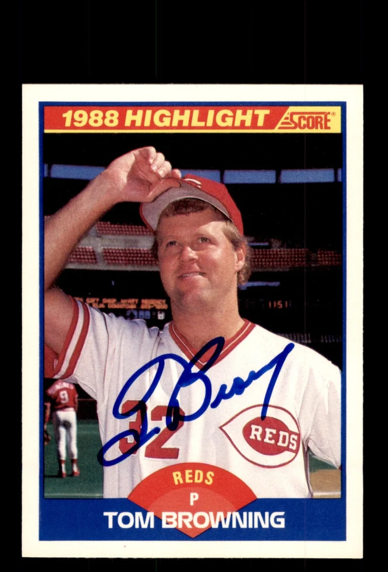 Signed Baseball Card Auto 1989 Score #658 Tom Browning Cincinnati Reds
