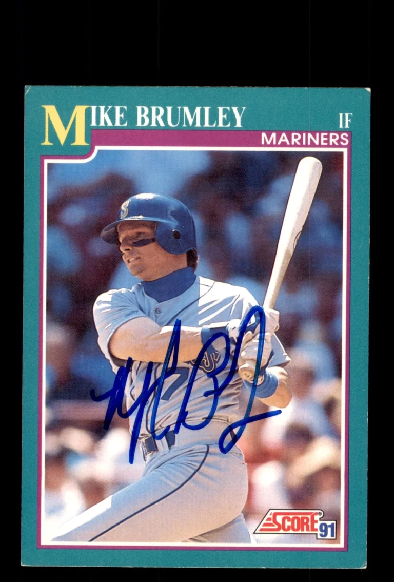 Signed Baseball Card Auto 1991 Score #624 Mike Brumley Seattle Mariners