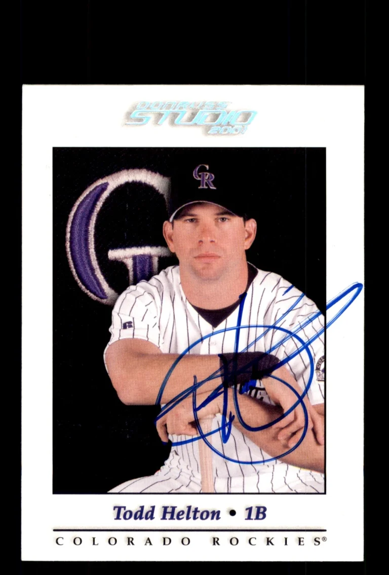 Signed Baseball Card Auto 2001 Donruss Studio #12 Todd Helton Colorado Rockies