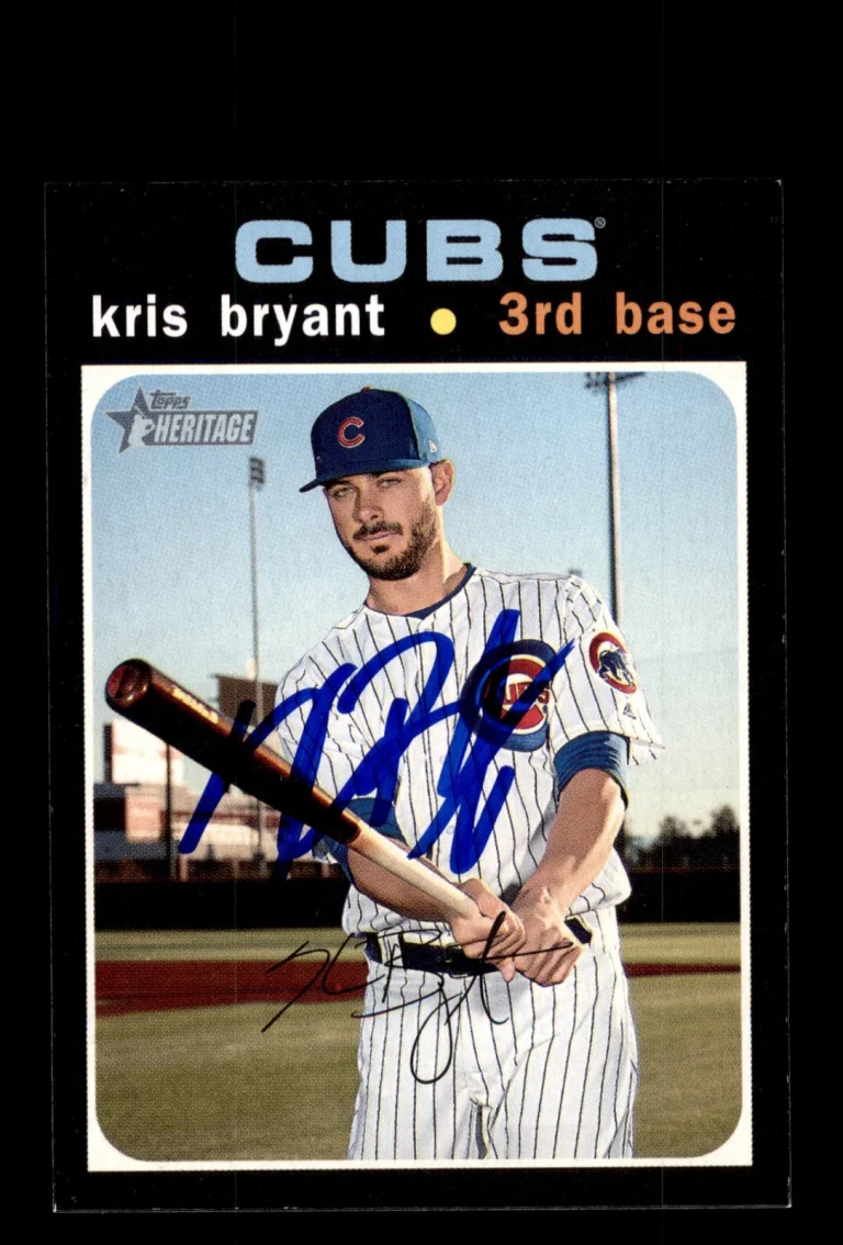Signed Baseball Card Auto 2020 Topps Heritage #291 Kris Bryant Chicago Cubs