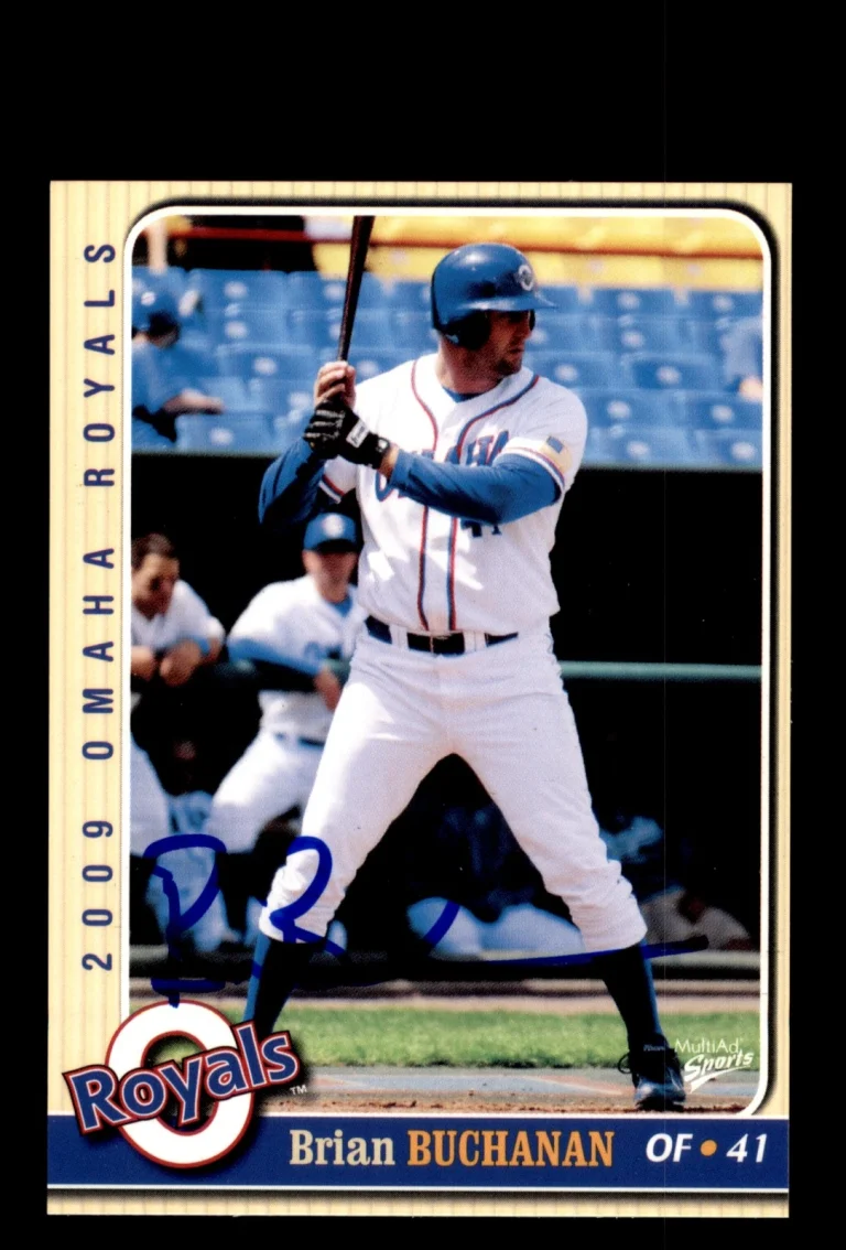 Signed Baseball Card Auto 2009 MultiAd Omaha Royals #4 Brian Buchanan