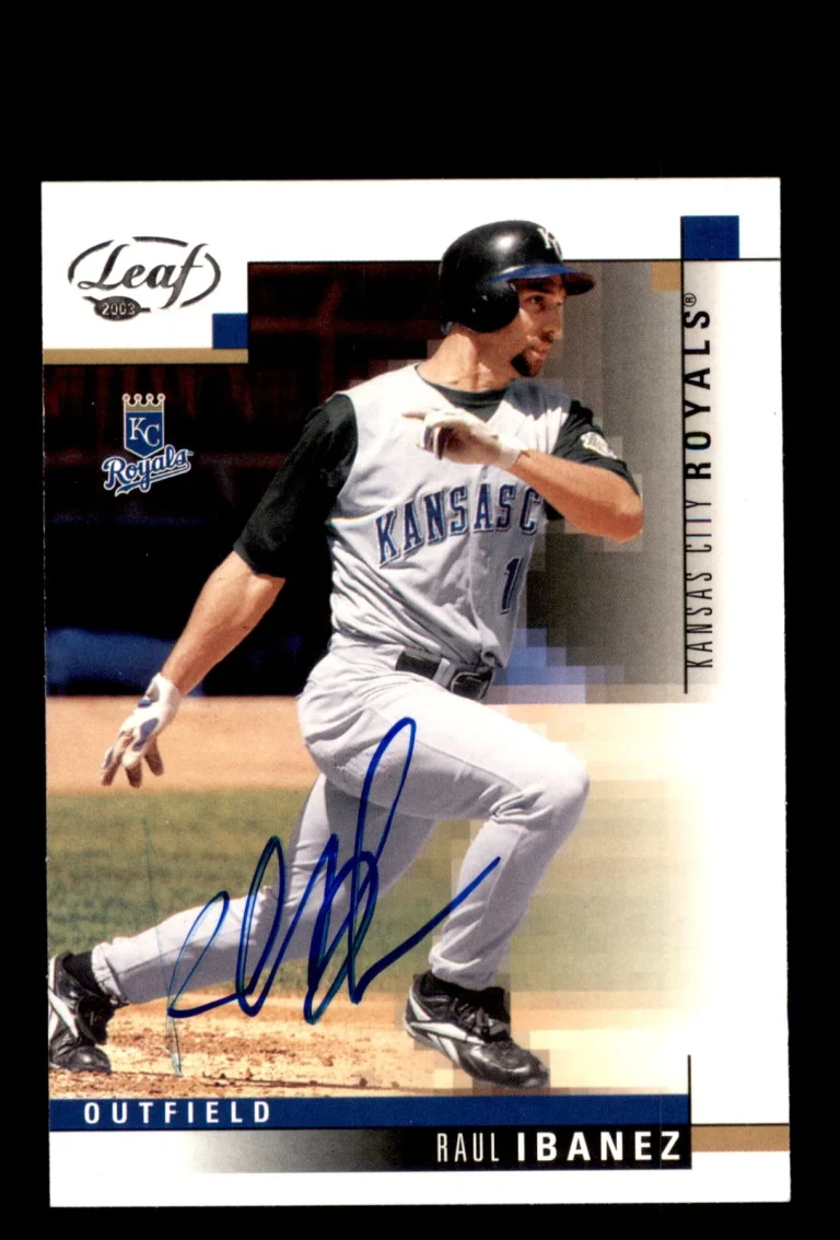 Signed Baseball Card Auto 2003 Leaf #53 Raul Ibanez Kansas City Royals