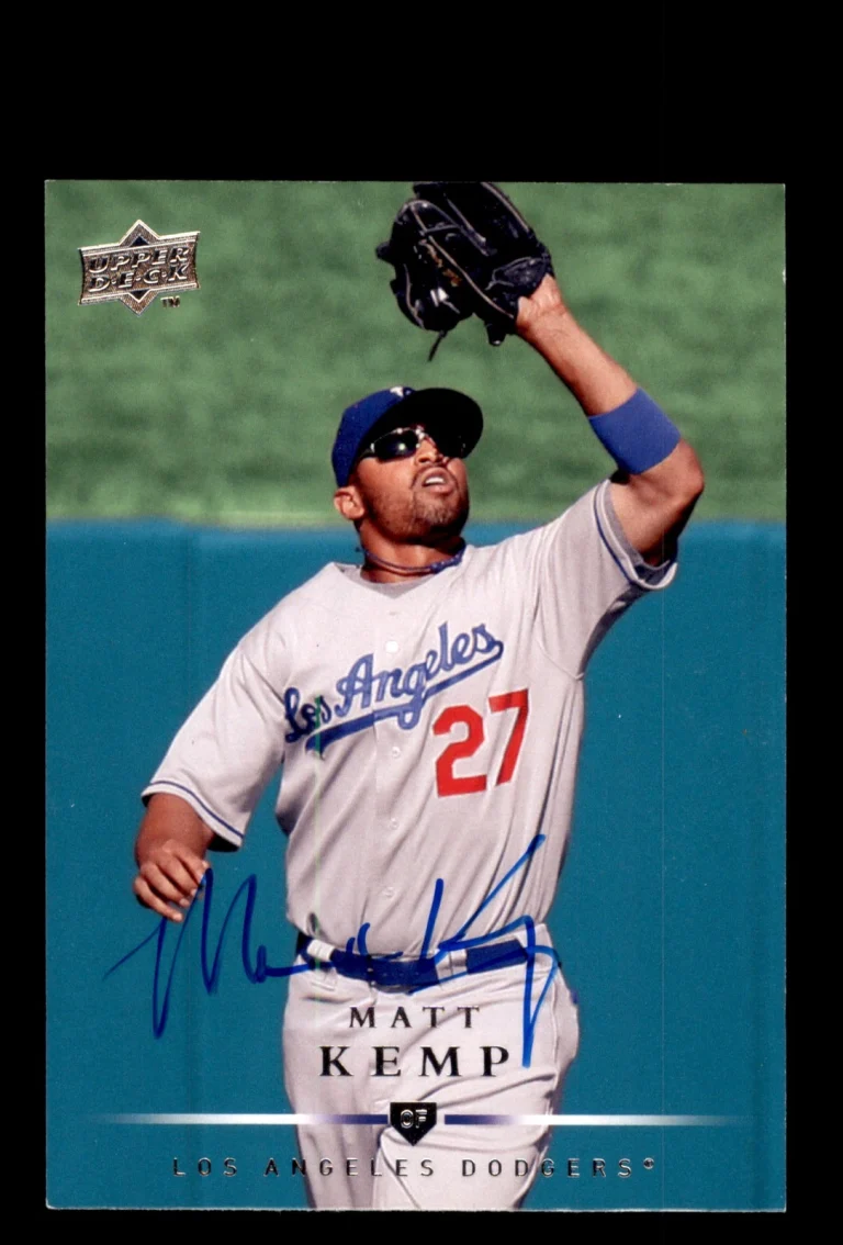 Signed Baseball Card Auto 2008 Upper Deck #109 Matt Kemp Los Angeles Dodgers