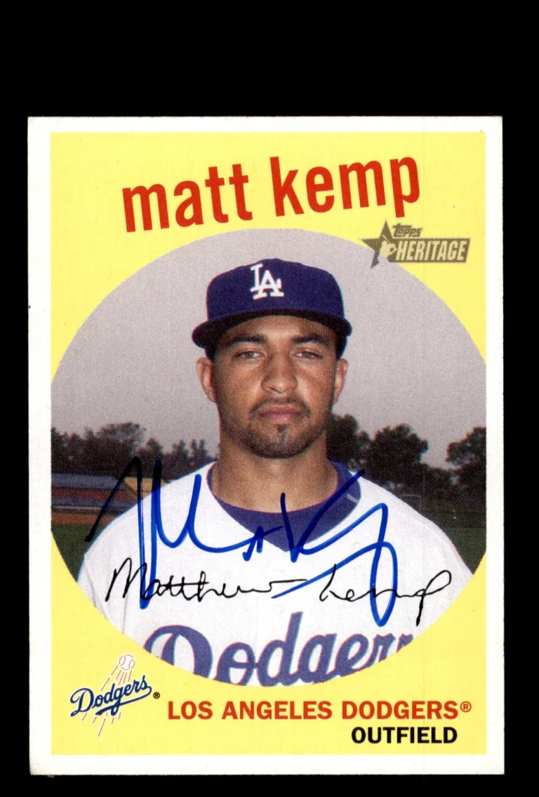 Signed Baseball Card Auto 2008 Topps Heritage #287 Matt Kemp Los Angeles Dodgers