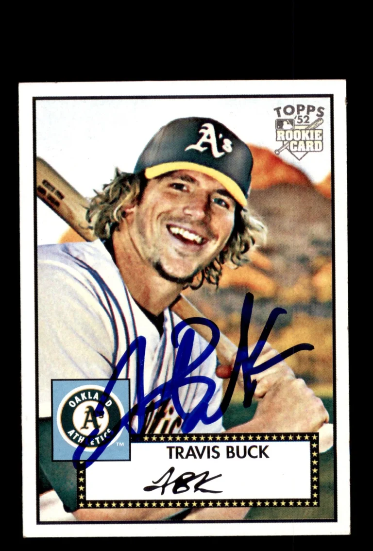 Signed Baseball Card Auto 2007 Topps '52 Rookies #11 Travis Buck Oakland A's
