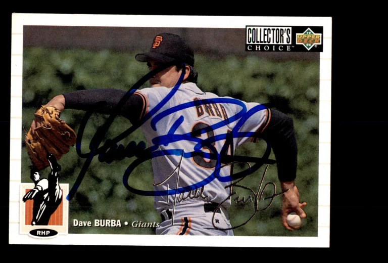 Signed Baseball Card Auto 1994 Collector's Choice #67 Dave Burba Silver