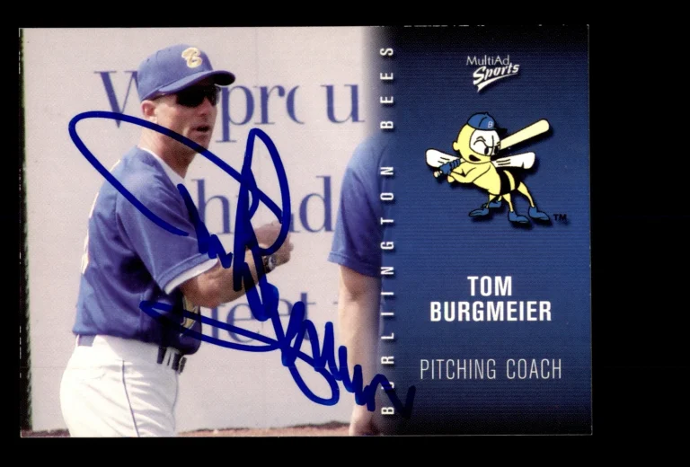 Signed Baseball Card Auto 2003 MultiAd Burlington Bees Tom Burgmeier Royals