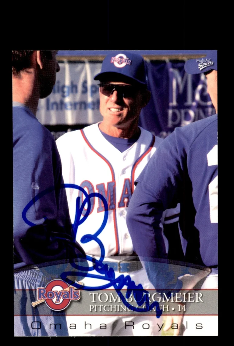 Signed Baseball Card Auto 2008 MultiAd Omaha Royals #6 Tom Burgmeier