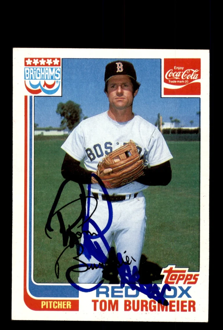 Signed Baseball Card Auto 1982 Topps Brigham's Coca-Cola Red Sox Tom Burgmeier