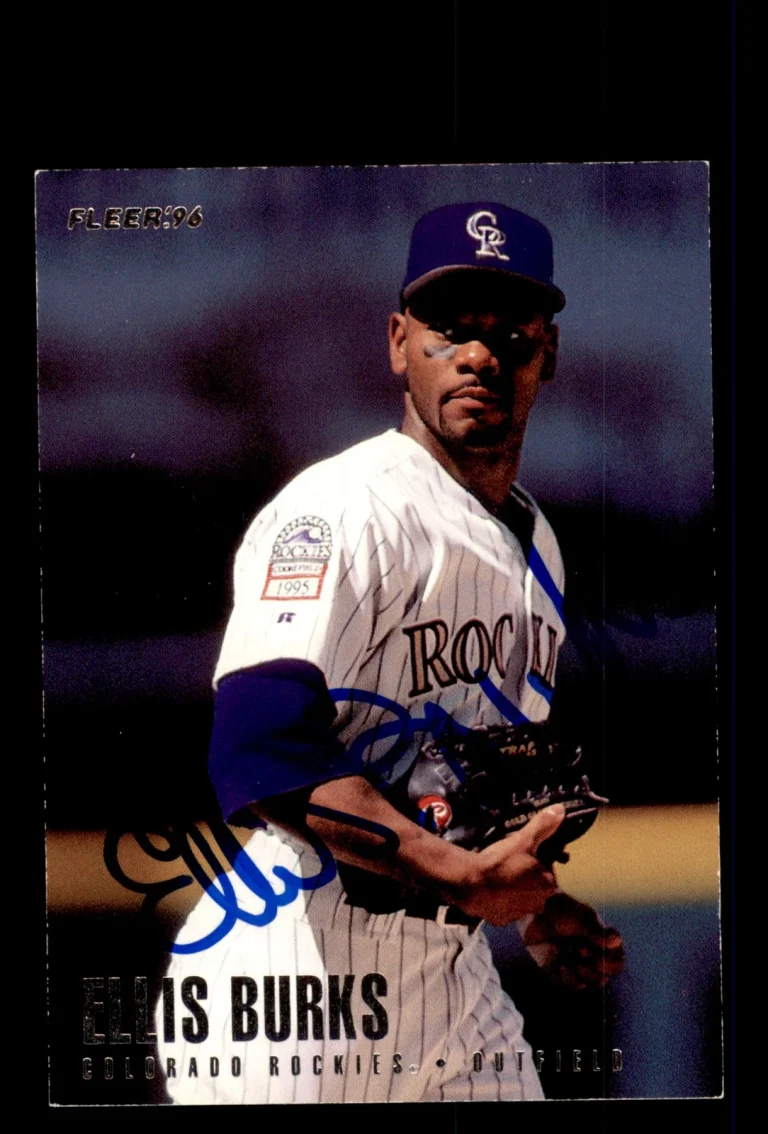 Signed Baseball Card Auto 1996 Fleer Colorado Rockies #3 Ellis Burks