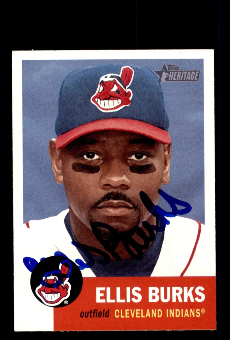 Signed Baseball Card Auto 2002 Topps Heritage #67 Ellis Burks Cleveland Indians
