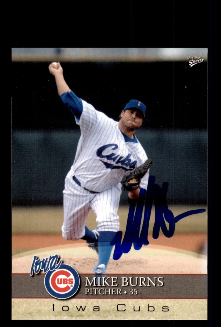 Signed Baseball Card Auto 2008 MultiAd Iowa Cubs #4 Mike Burns MILB