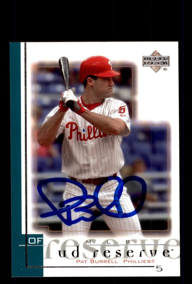 Signed Baseball Card Auto 2001 UD Reserve #161 Pat Burrell Philadelphia Phillies