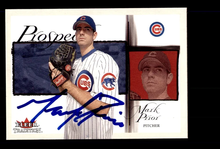 Signed Baseball Card Auto 2002 Fleer Tradition #458 Mark Prior Chicago Cubs