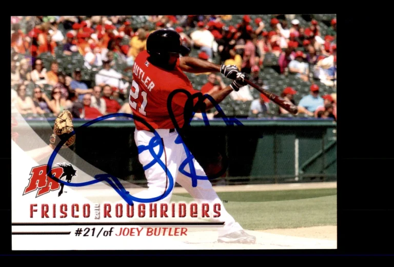 Signed Baseball Card Auto 2010 Grandstand Frisco RoughRiders Joey Butler