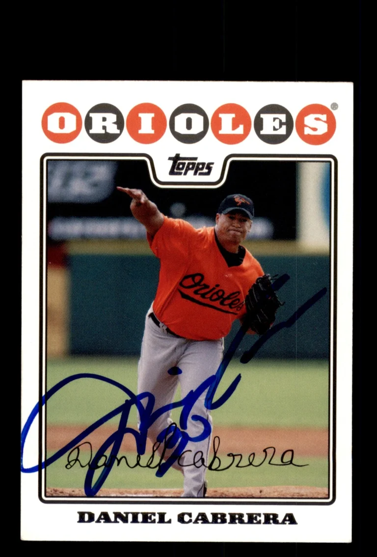 Signed Baseball Card Auto 2008 Topps #341 Daniel Cabrera Baltimore Orioles