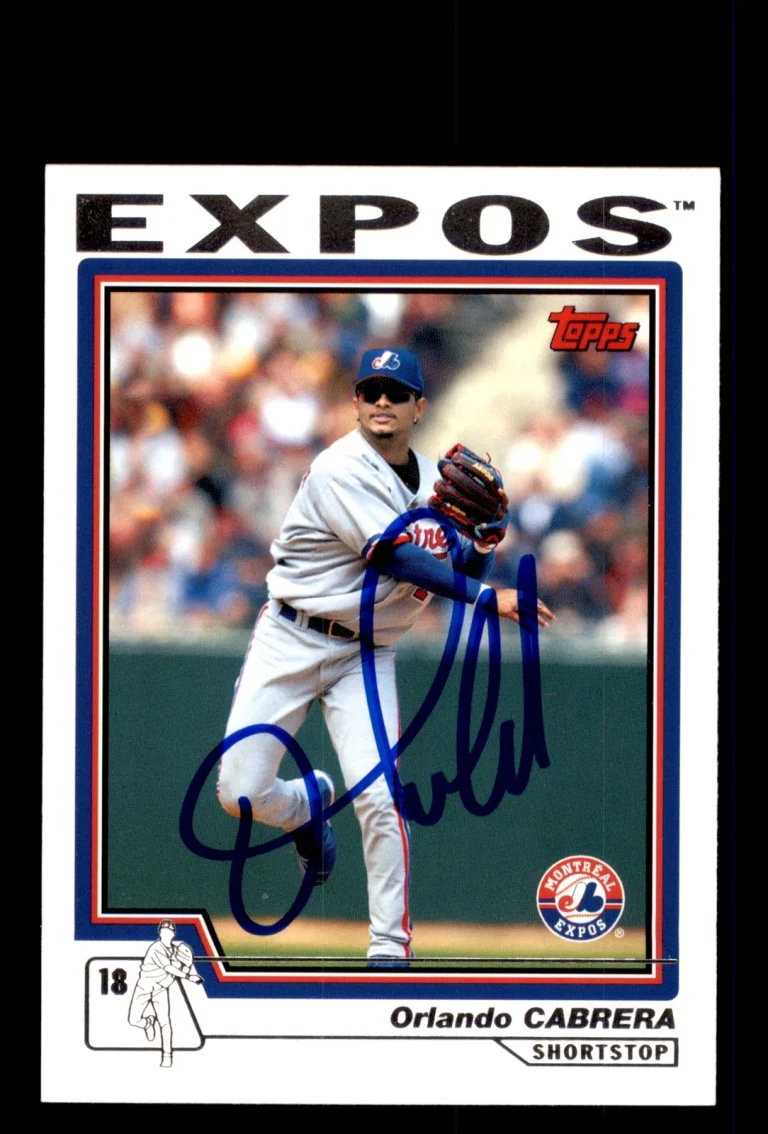 Signed Baseball Card Auto 2004 Topps #266 Orlando Cabrera Montreal Expos