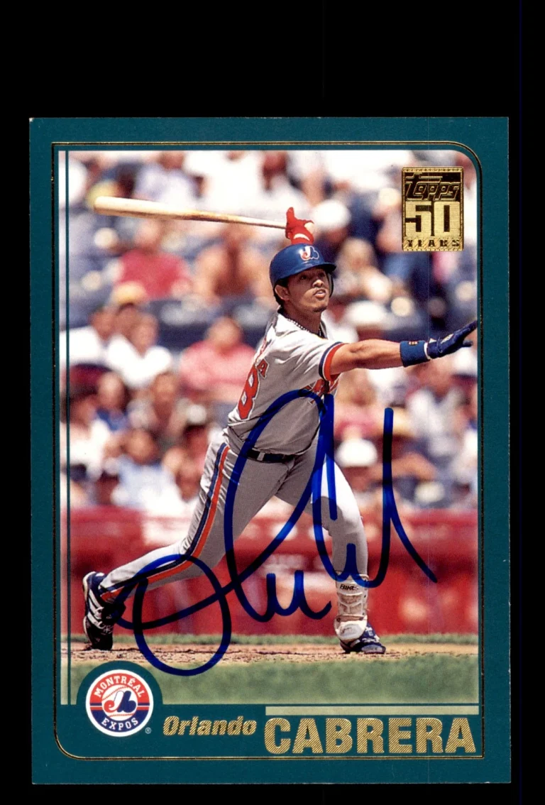 Signed Baseball Card Auto 2001 Topps #113 Orlando Cabrera Montreal Expos