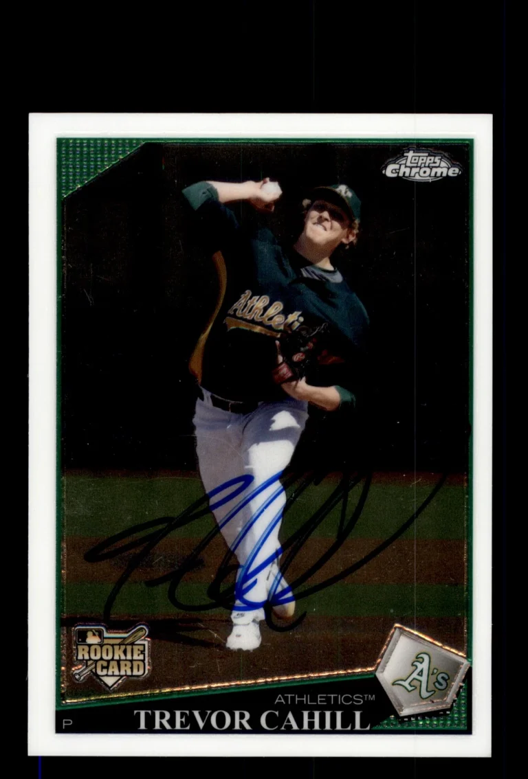 Signed Baseball Card Auto 2009 Topps Chrome #186 Trevor Cahill Oakland Athletics