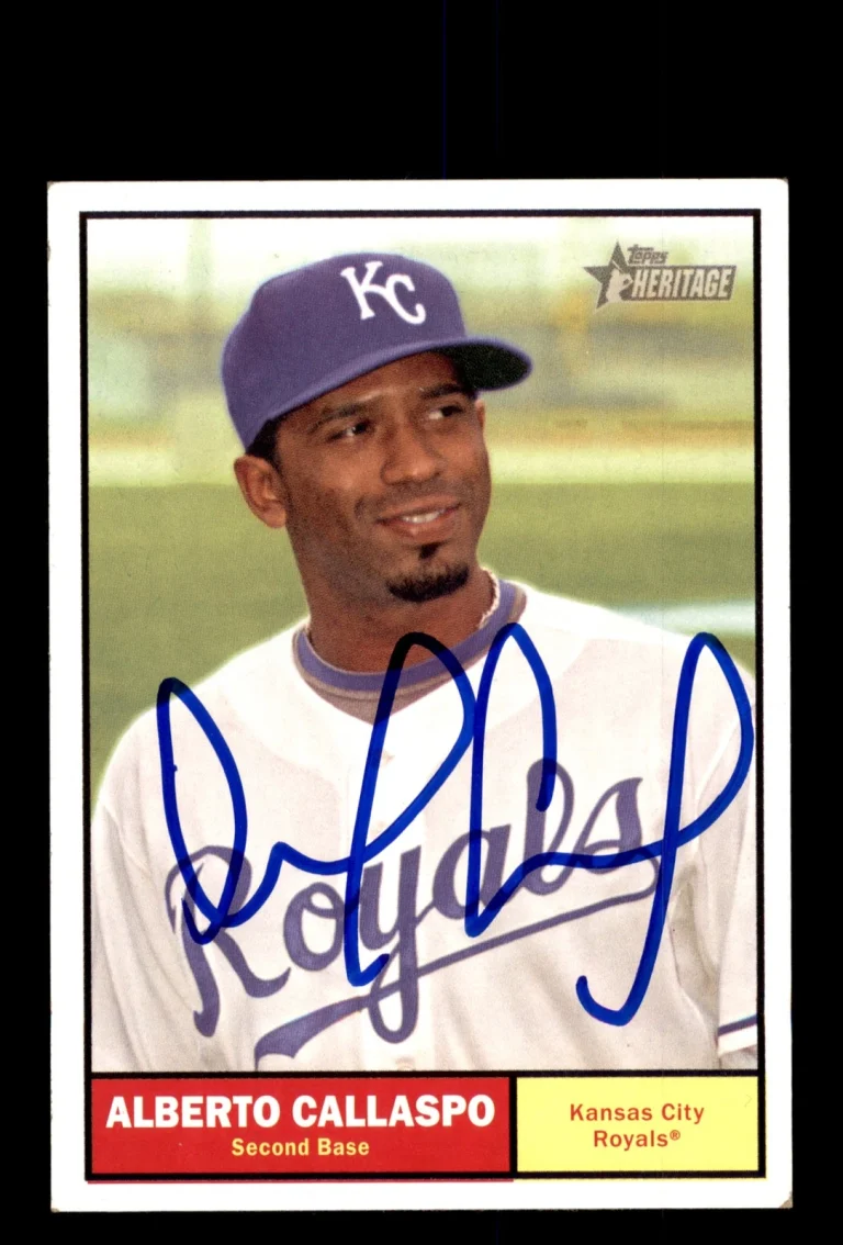 Signed Baseball Card Auto 2010 Topps Heritage #14 Alberto Callaspo Royals