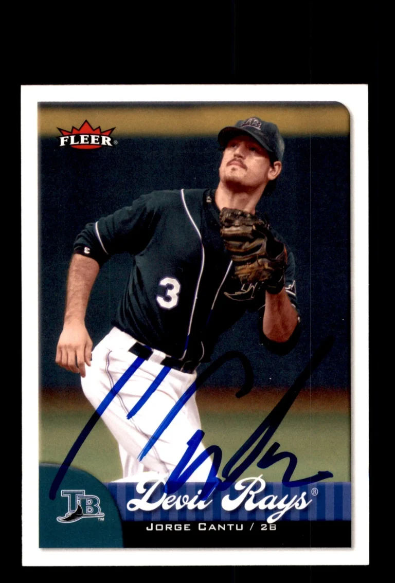 Signed Baseball Card Auto 2007 Fleer #40 Jorge Cantu Tampa Bay Devil Rays