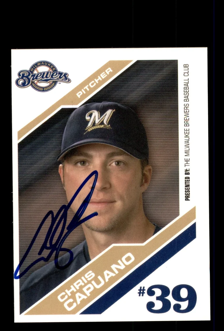 Signed Baseball Card Auto 2006 Milwaukee Brewers Police Chris Capuano
