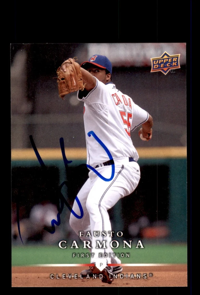 Signed Baseball Card Auto 2008 Upper Deck First Edition #99 Fausto Carmona