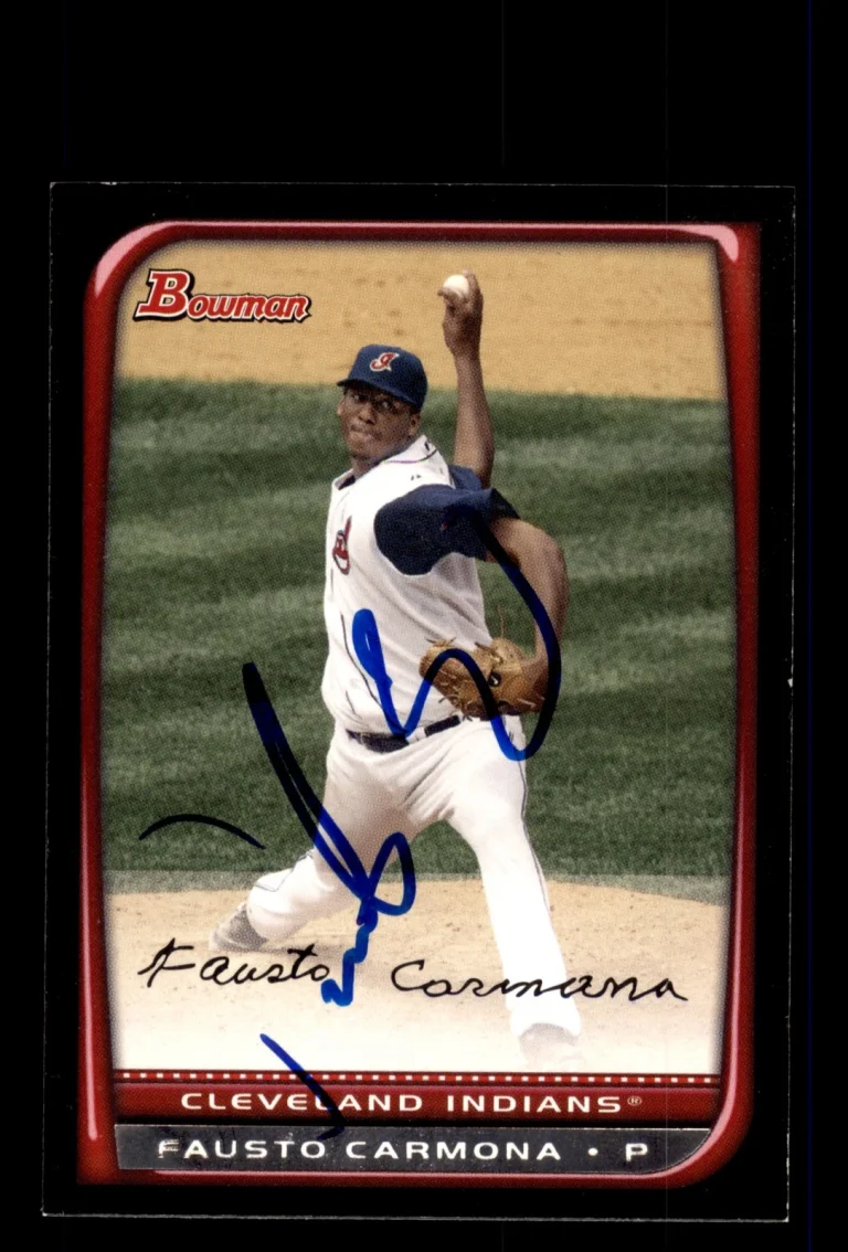 Signed Baseball Card Auto 2008 Bowman #39 Fausto Carmona Cleveland Indians