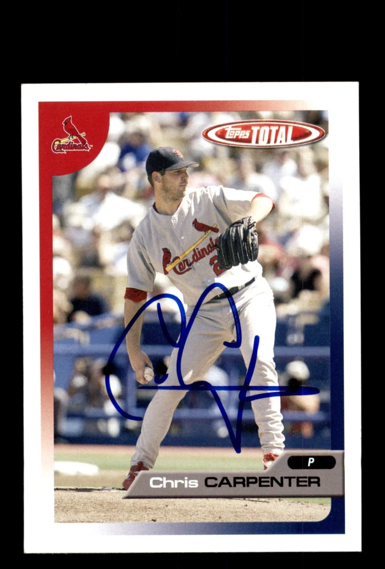 Signed Baseball Card Auto 2005 Topps Total #206 Chris Carpenter Cardinals