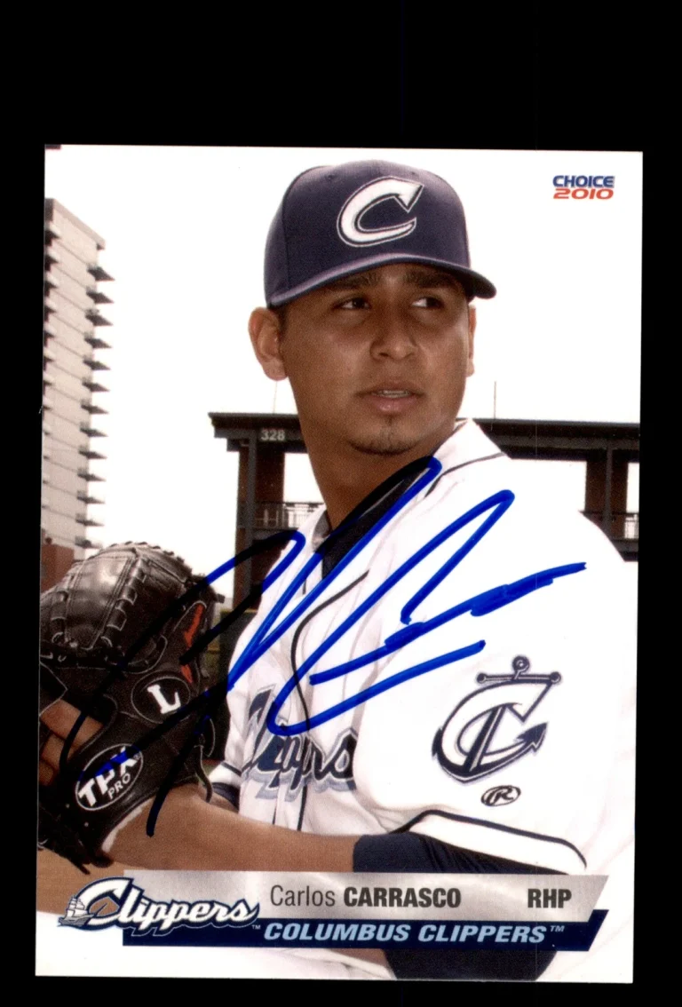 Signed Baseball Card Auto 2010 Choice Columbus Clippers #05 Carlos Carrasco