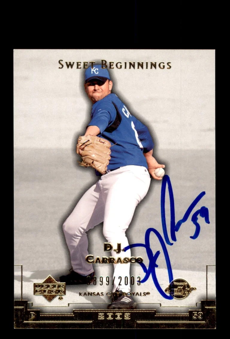 Signed Baseball Card Auto 2003 Upper Deck Sweet Spot #168 D.J. Carrasco Royals