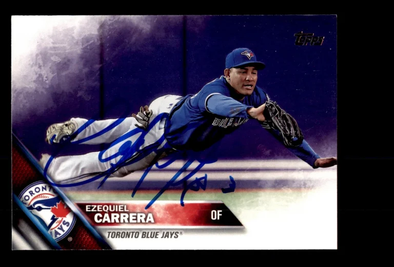 Signed Baseball Card Auto 2016 Topps #US179 Ezequiel Carrera Blue Jays