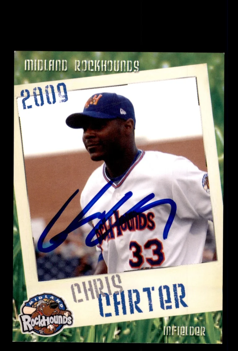 Signed Baseball Card Auto 2009 Grandstand Midland RockHounds Chris Carter