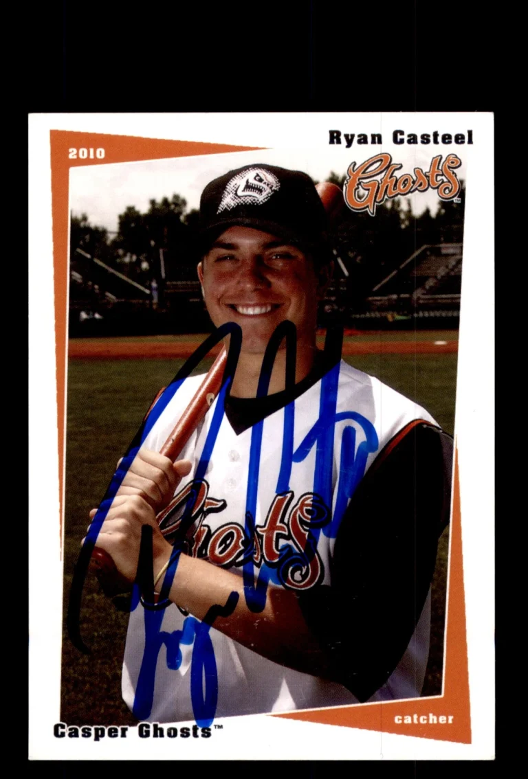 Signed Baseball Card Auto 2010 Grandstand Casper Ghosts Ryan Casteel