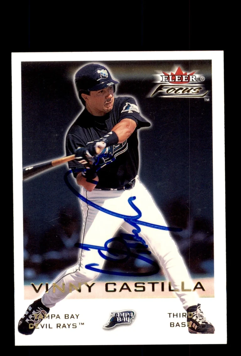 Signed Baseball Card Auto 2001 Fleer Focus #161 Vinny Castilla Devil Rays
