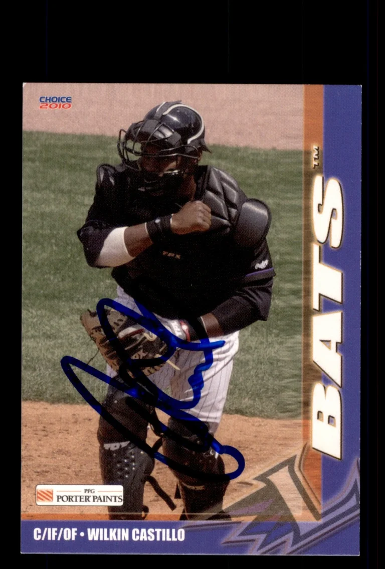 Signed Baseball Card Auto 2010 Choice Louisville Bats #6 Wilkin Castillo Bats