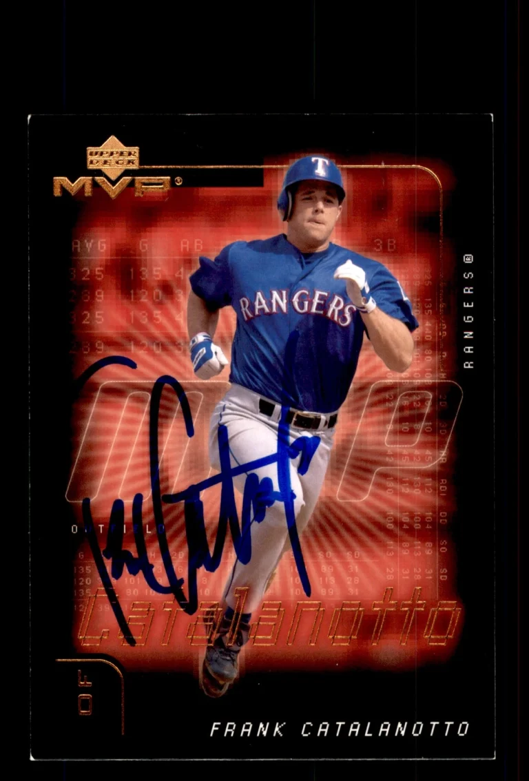 Signed Baseball Card Auto 2002 Upper Deck MVP #75 Frank Catalanotto Rangers