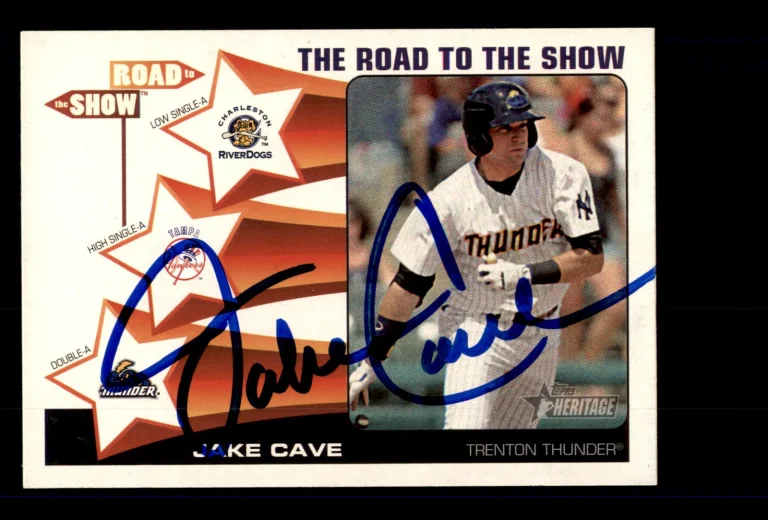 Signed Baseball Card Auto 2015 Topps Heritage Minor #RTTS-44 Jake Cave