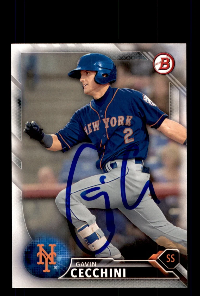 Signed Baseball Card Auto 2016 Bowman #BP93 Gavin Cecchini New York Mets