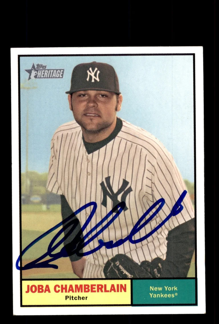 Signed Baseball Card Auto 2010 Topps Heritage #290 Joba Chamberlain Yankees