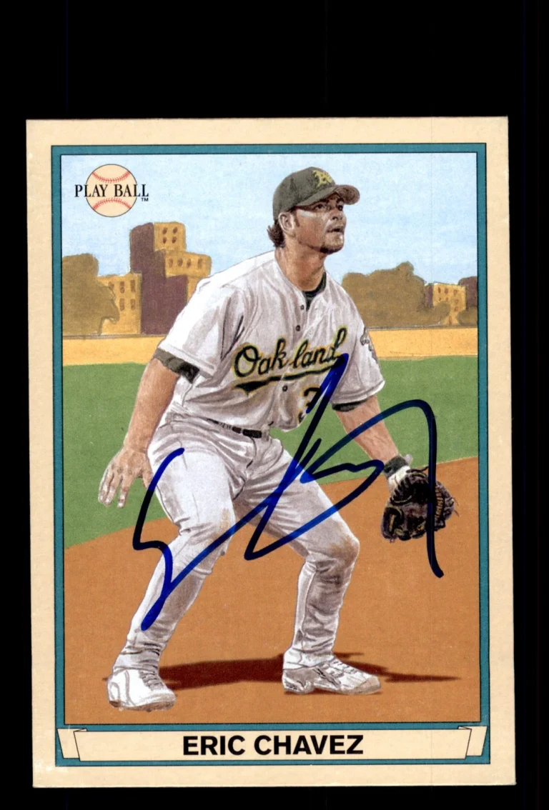 Signed Baseball Card Auto 2003 Upper Deck Play Ball #51 Eric Chavez A's