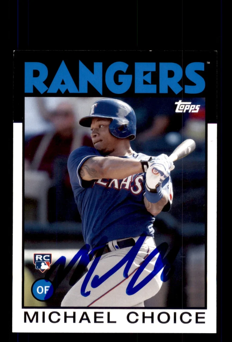 Signed Baseball Card Auto 2014 Topps Archives #107 Michael Choice Texas Rangers