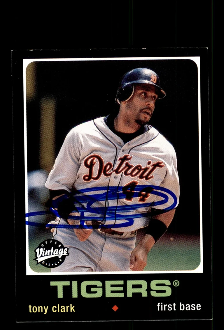 Signed Baseball Card Auto 2002 Upper Deck Vintage #92 Tony Clark Detroit Tigers